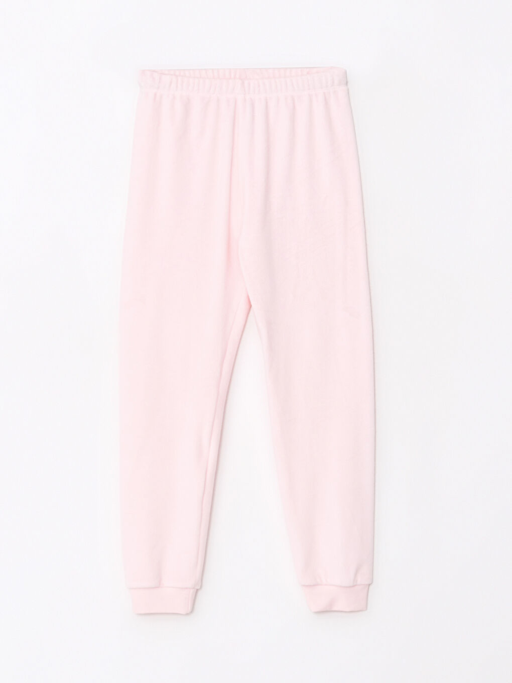 LCW Kids Bisiklet Yaka Kabartma Yazı Desenli Uzun Kollu Kadife Kız Çocuk Pijama Takımı -W24381Z4-FW2