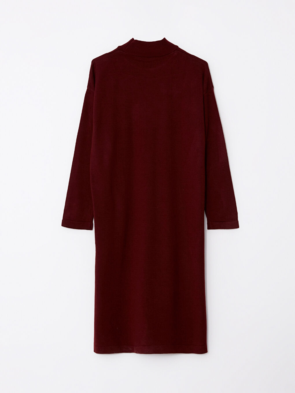 Bordo Dik Yaka Kadın Triko Tunik-6