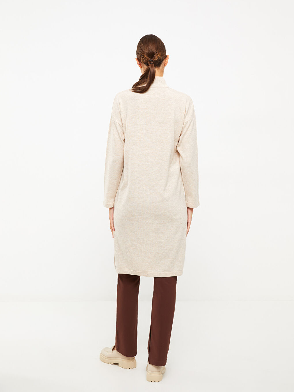 Funnel Neck Women's Knitwear Tunic-4