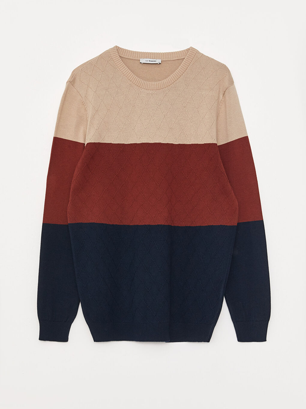 LCWAIKIKI Classic Crew Neck Long Sleeve Color Block Men's