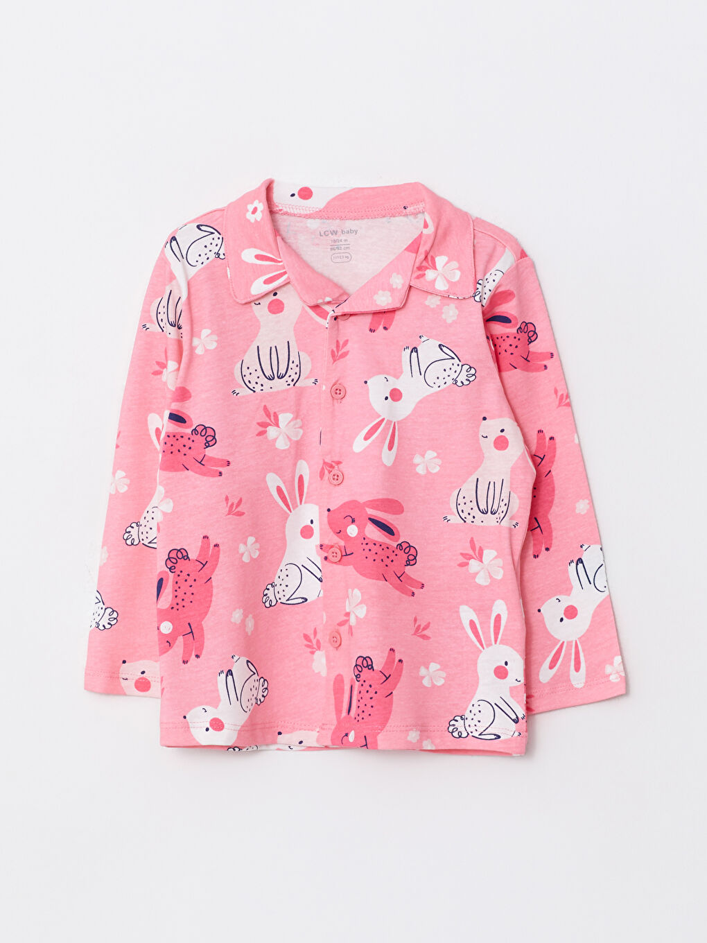 طقم بيجاما بنت صغيرة قطن مطبوع كم طويل بكول بولو-1