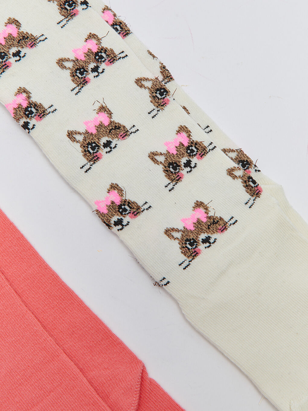 Patterned Girls' Tights 2 Pack-2