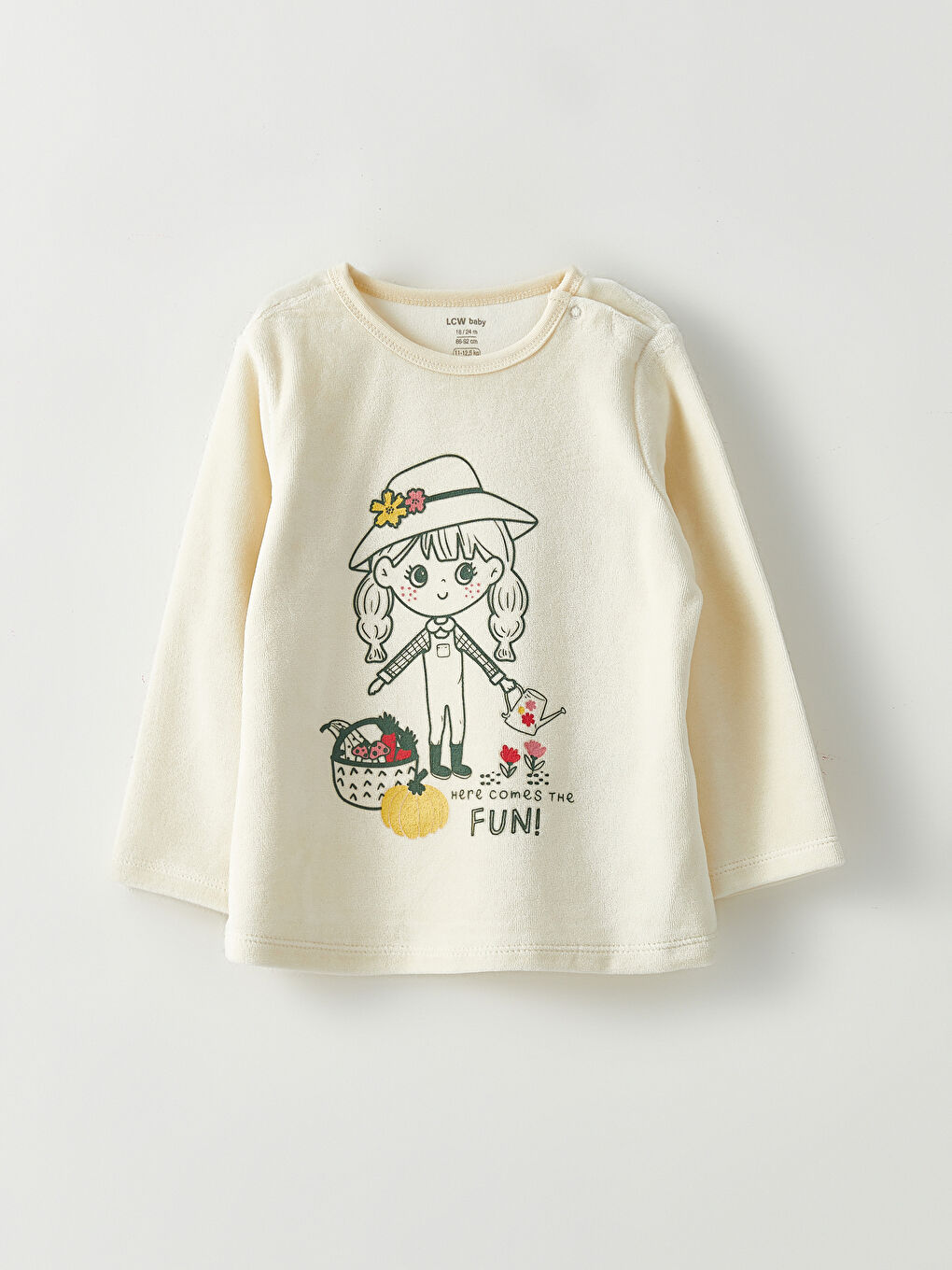 LCW baby Bisiklet Yaka Uzun Kollu Baskılı Kız Bebek Pijama Takımı -W24439Z1-KXP