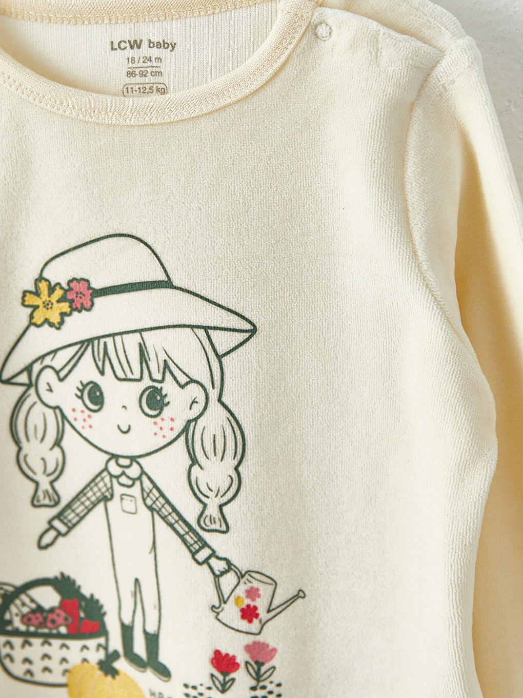 LCW baby Bisiklet Yaka Uzun Kollu Baskılı Kız Bebek Pijama Takımı -W24439Z1-KXP