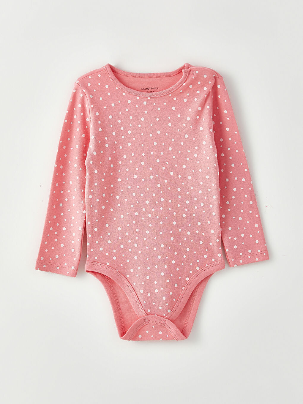 بدلة جسم بياقة دائرية وكم طويل مطبوعة للبنات الرضع مع كباسين في منطقة الكروتش - مجموعة من قطعتين-1