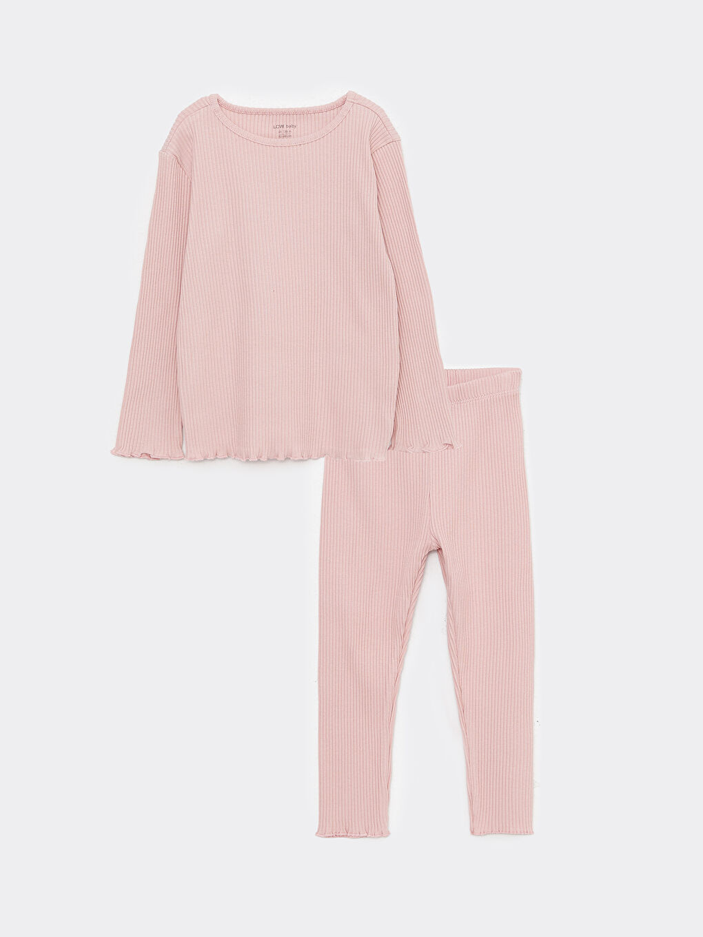 Crew Neck Long Sleeve Basic Baby Girls' Pyjama Set