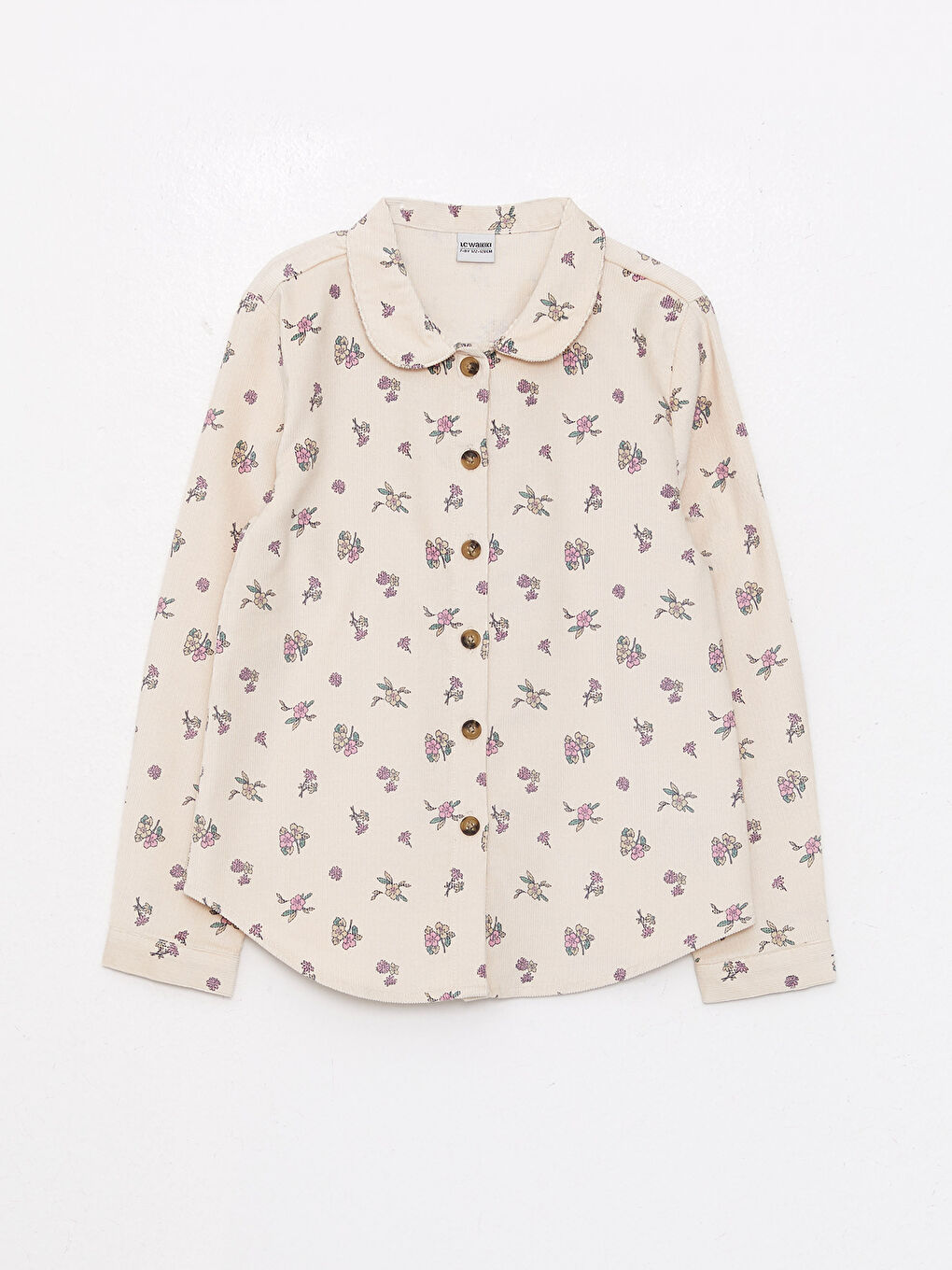 LCW Kids Patterned Long Sleeve Velvet Girl Shirt -W24462Z4-LQB