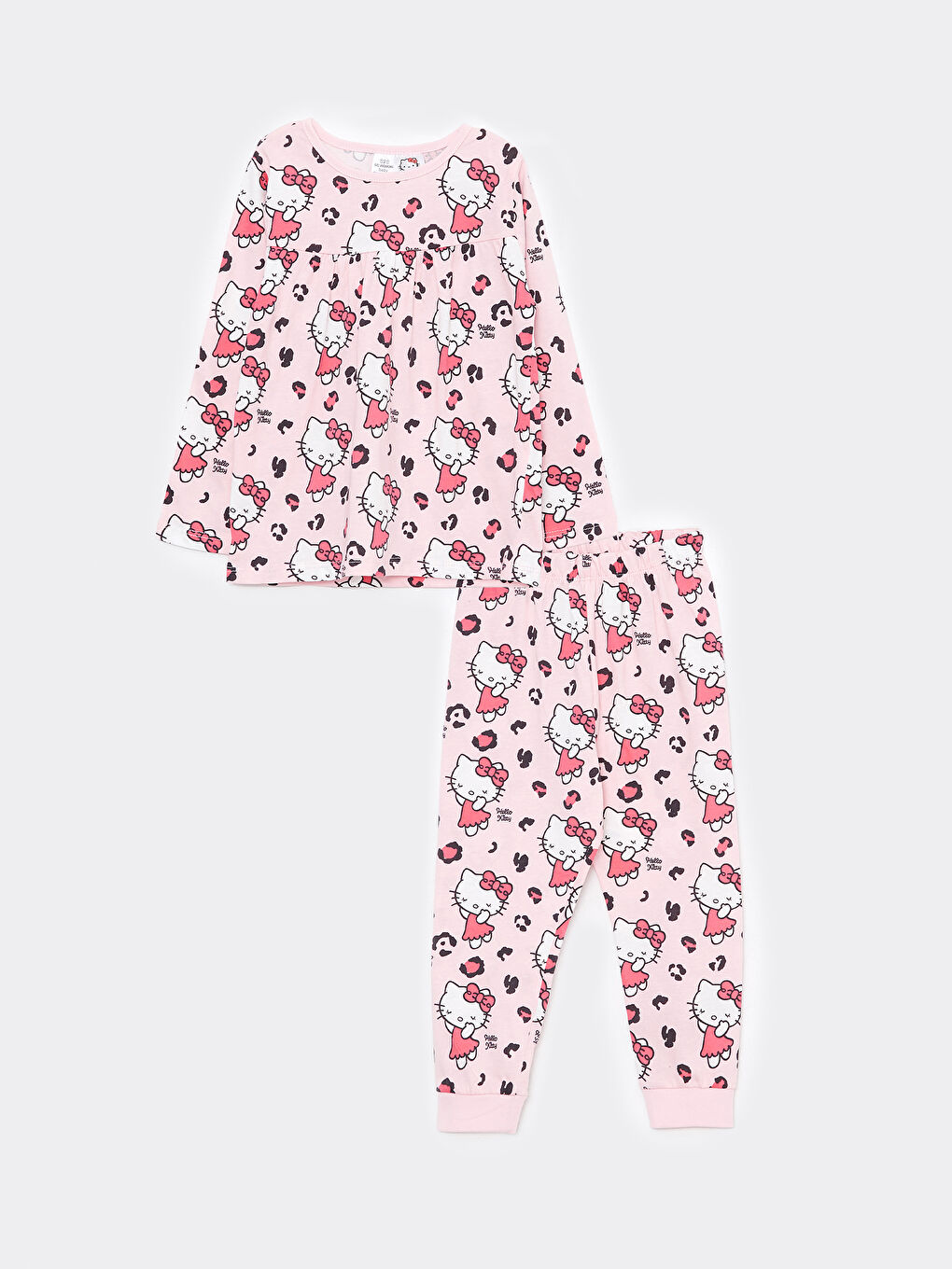 Ensemble de Pyjama Bébé Fille Hello Kitty Imprimé en Coton à Manches Longues et Col Rond