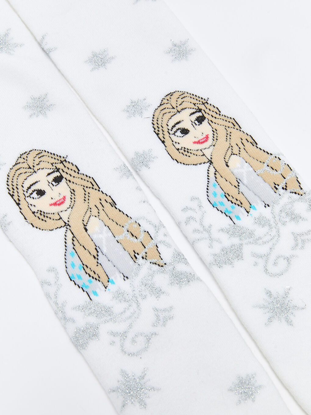 Ekru Elsa Desenli Kız Çocuk Havlu Külotlu Çorap-2