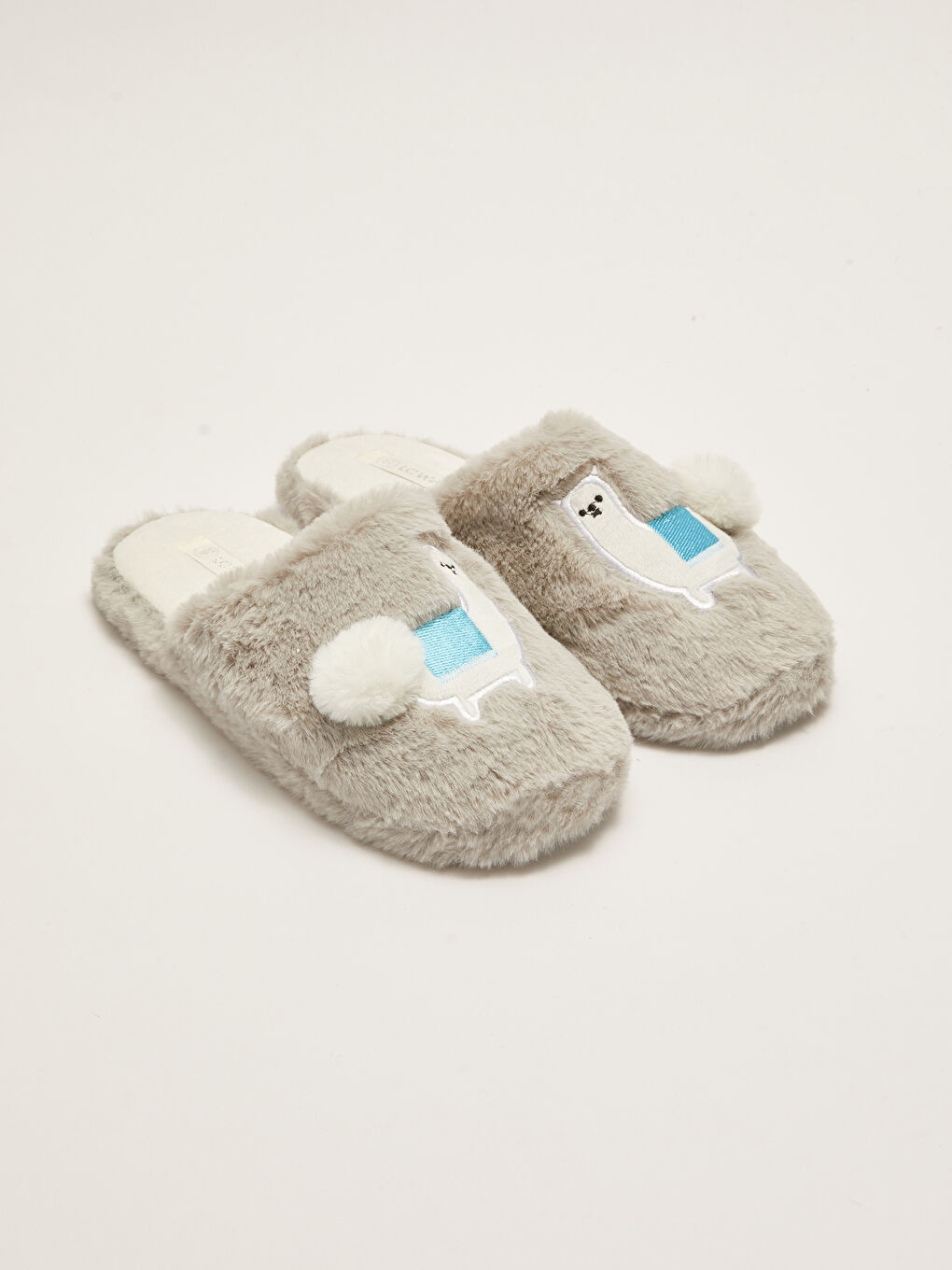 Embroidery Detailed Plush Women's Home Slippers
