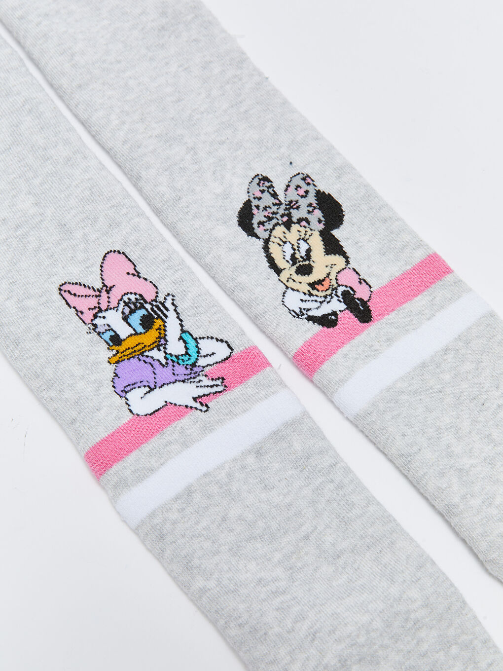 Gri Daisy Duck ve Minnie Mouse Desenli Kız Çocuk Havlu Külotlu Çorap-1