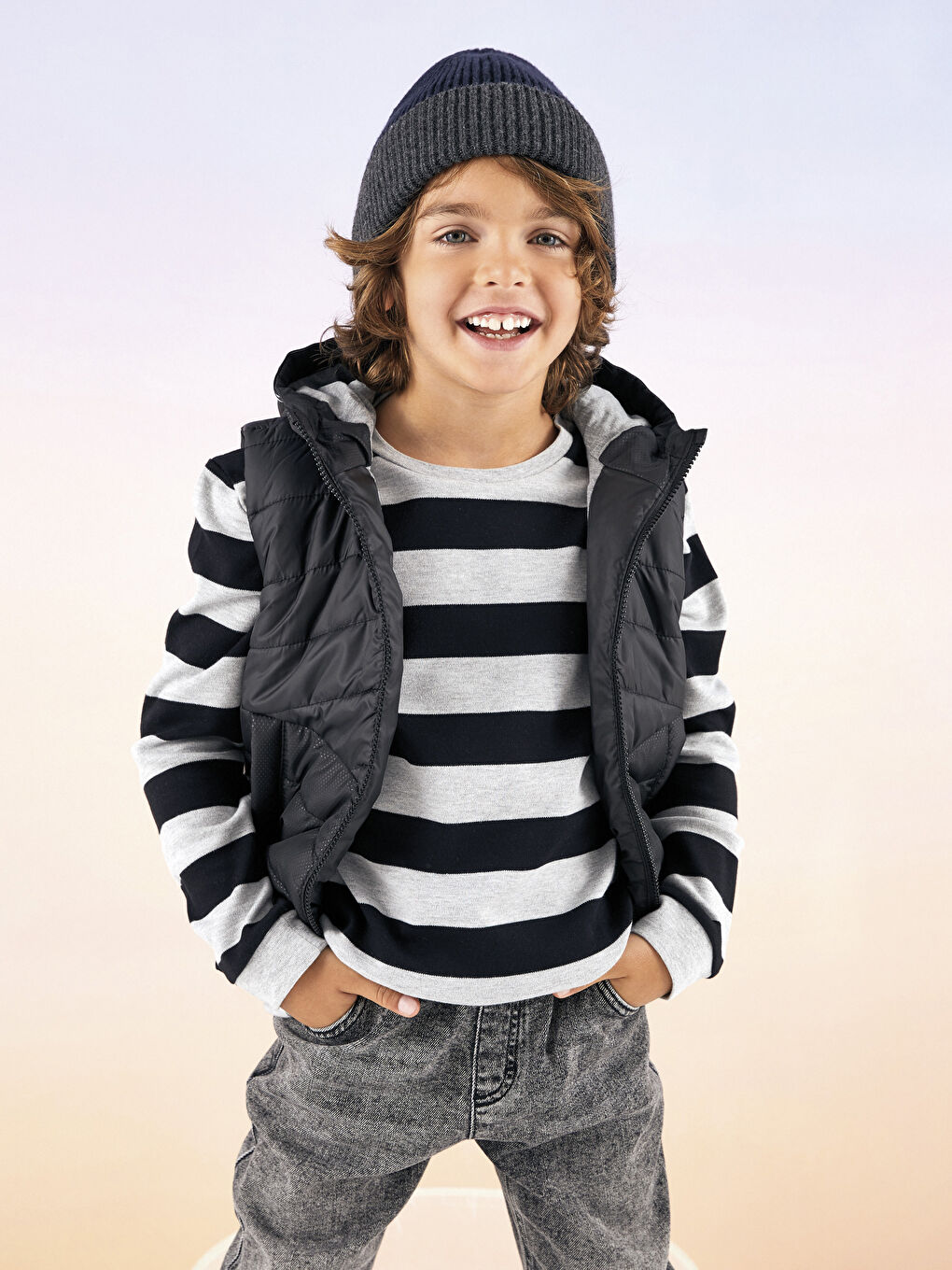LCW Kids Crew Neck Striped Long Sleeve Boys' T-Shirt -W24481Z4-LEG