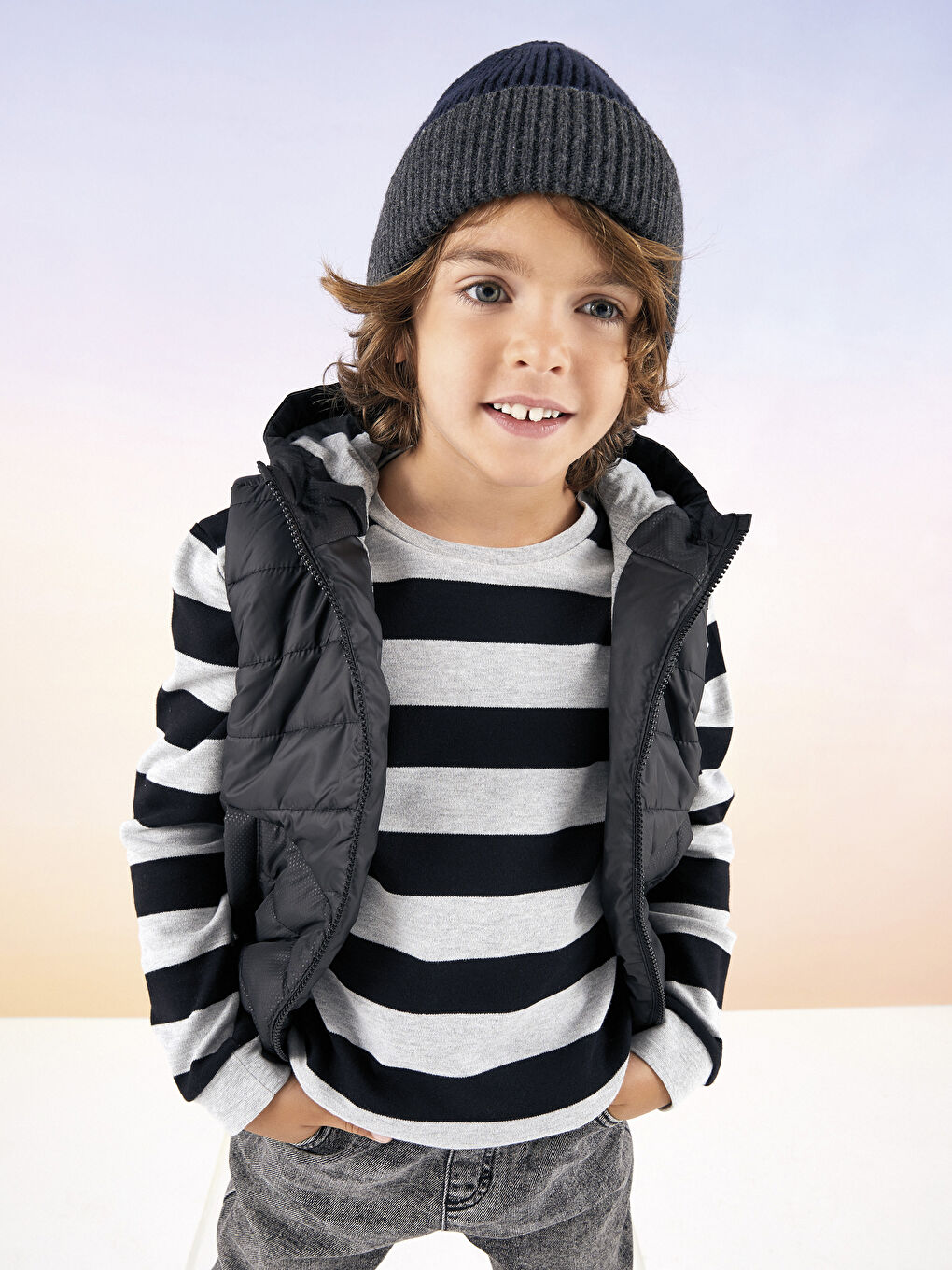 LCW Kids Crew Neck Striped Long Sleeve Boys' T-Shirt -W24481Z4-LEG