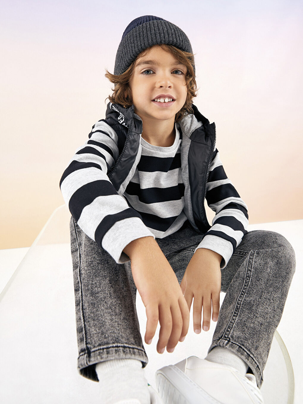 LCW Kids Crew Neck Striped Long Sleeve Boys' T-Shirt -W24481Z4-LEG