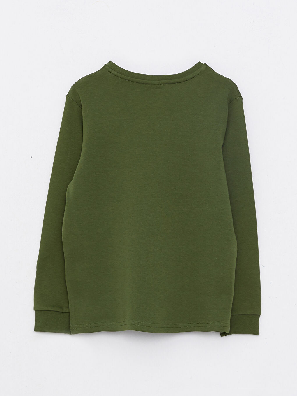 Yeşil Bisiklet Yaka Baskılı Uzun Kollu Erkek Çocuk Sweatshirt-1