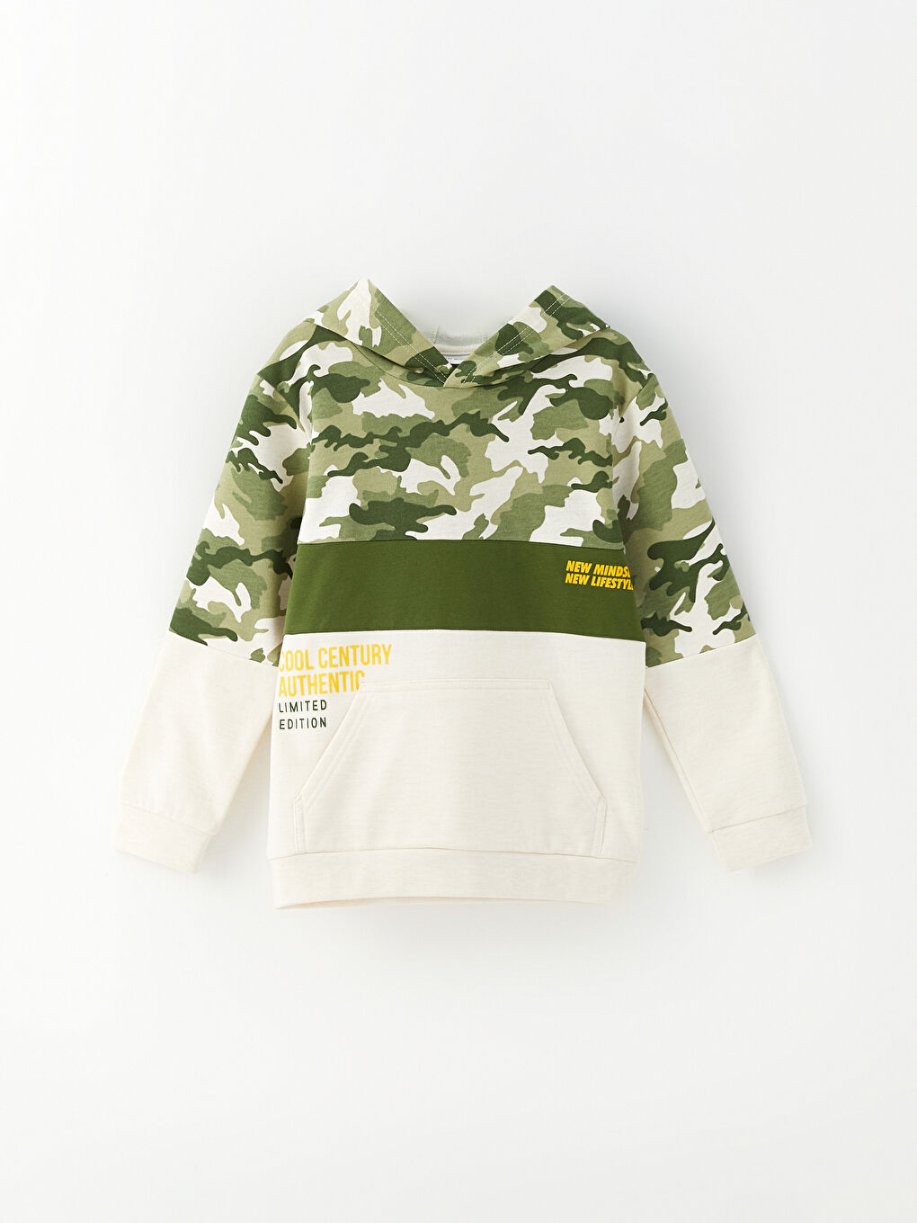 Yeşil Kapüşonlu Baskılı Uzun Kollu Erkek Çocuk Sweatshirt-4