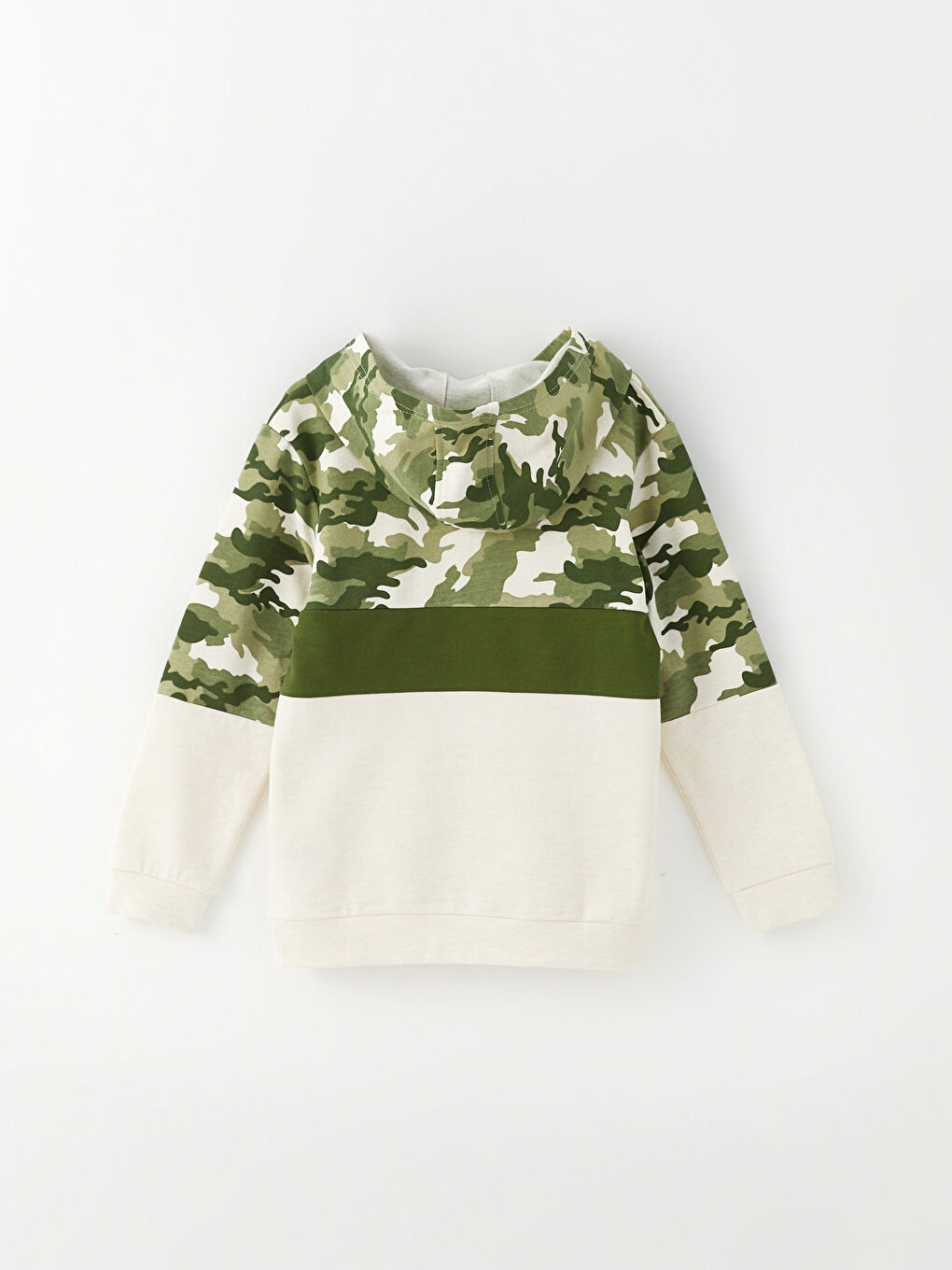 Yeşil Kapüşonlu Baskılı Uzun Kollu Erkek Çocuk Sweatshirt-6