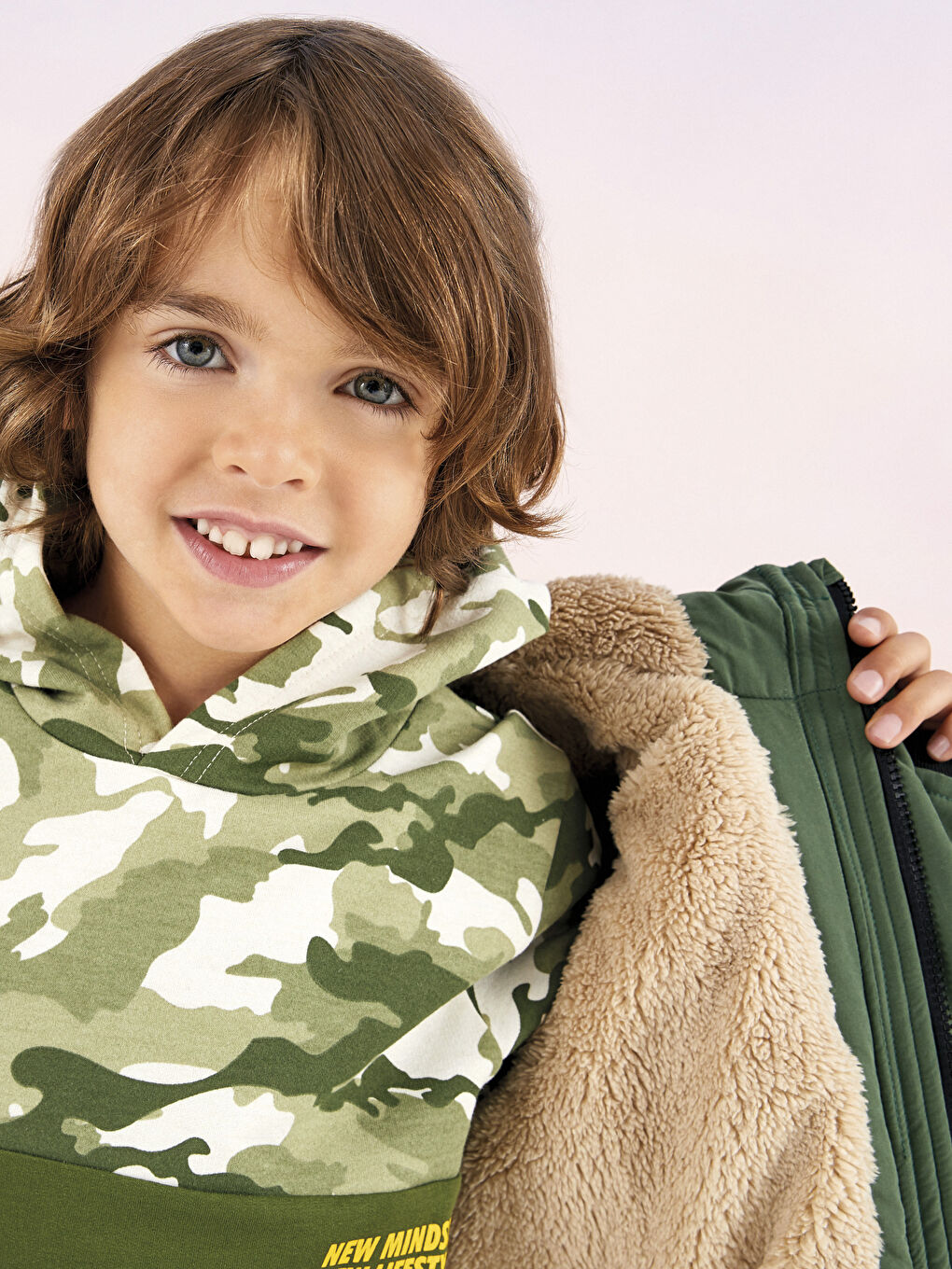 Yeşil Kapüşonlu Baskılı Uzun Kollu Erkek Çocuk Sweatshirt-3