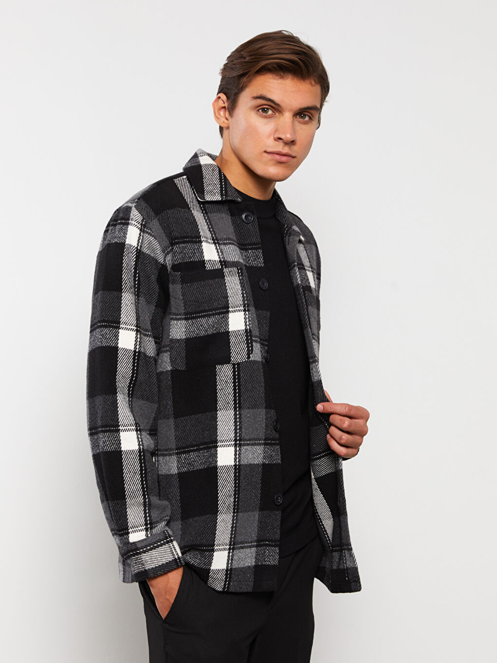 LCW Vision Regulär Sitz Langarm Karo Herren Flanellhemd Jacke -W24495Z8-LKN