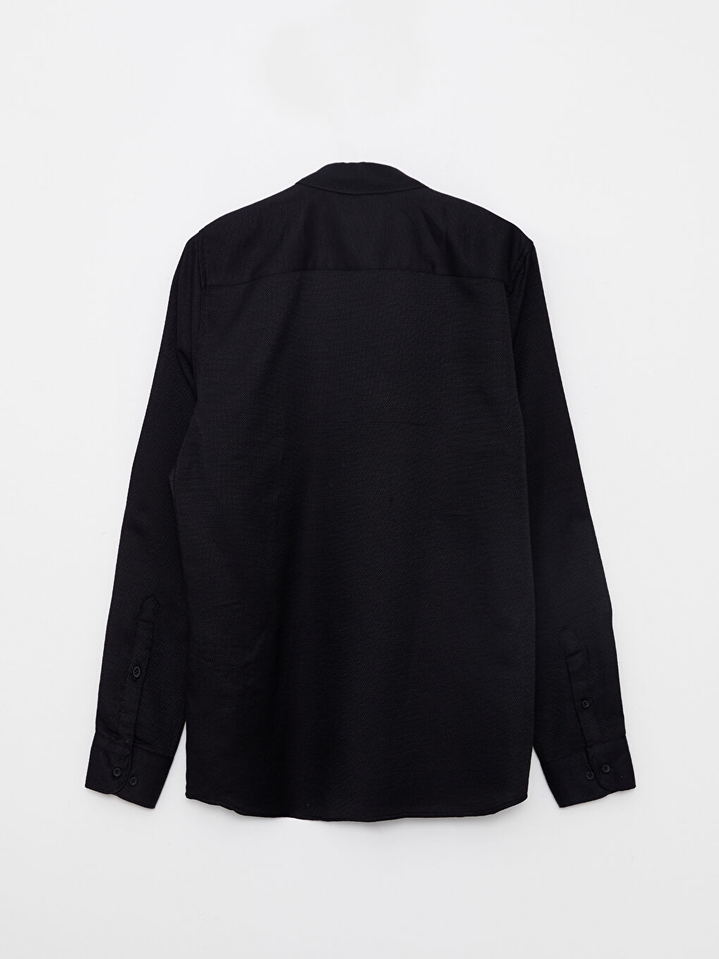 Siyah Slim Fit Uzun Kollu Armürlü Erkek Gömlek-8