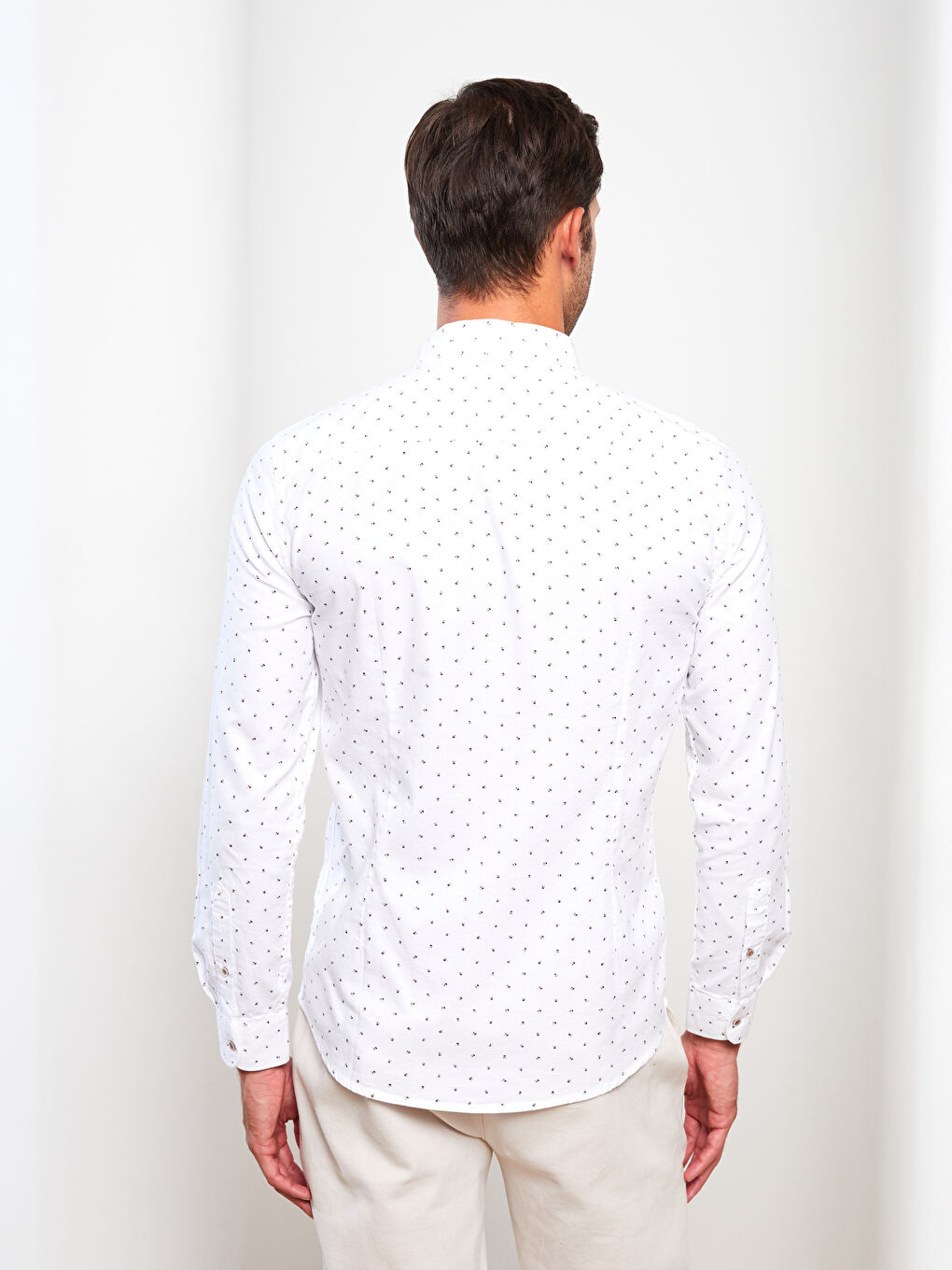 LCW Vision Slim Fit Long Sleeve Patterned Twill Men's Shirt -W24498Z8-KE8