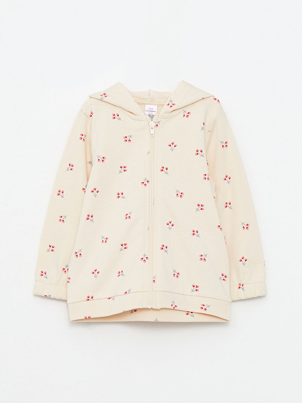 Hooded Long Sleeve Patterned Baby Girl Zippered Cardigan and Trousers 2-Pack Set-1