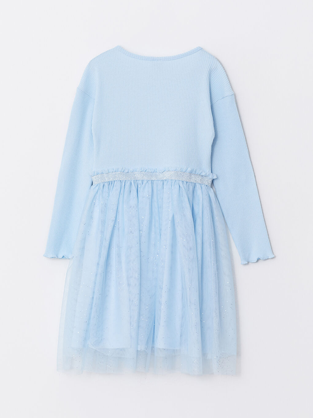 Mavi Bisiklet Yaka Basic Uzun Kollu Kız Çocuk Elbise-1