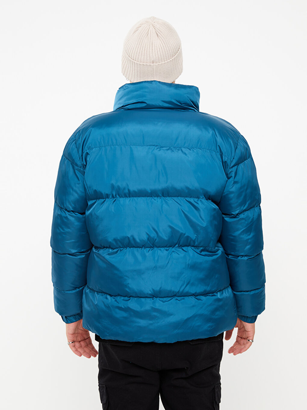 Standard Fit Trichterkragen Herren Steppmantel-4