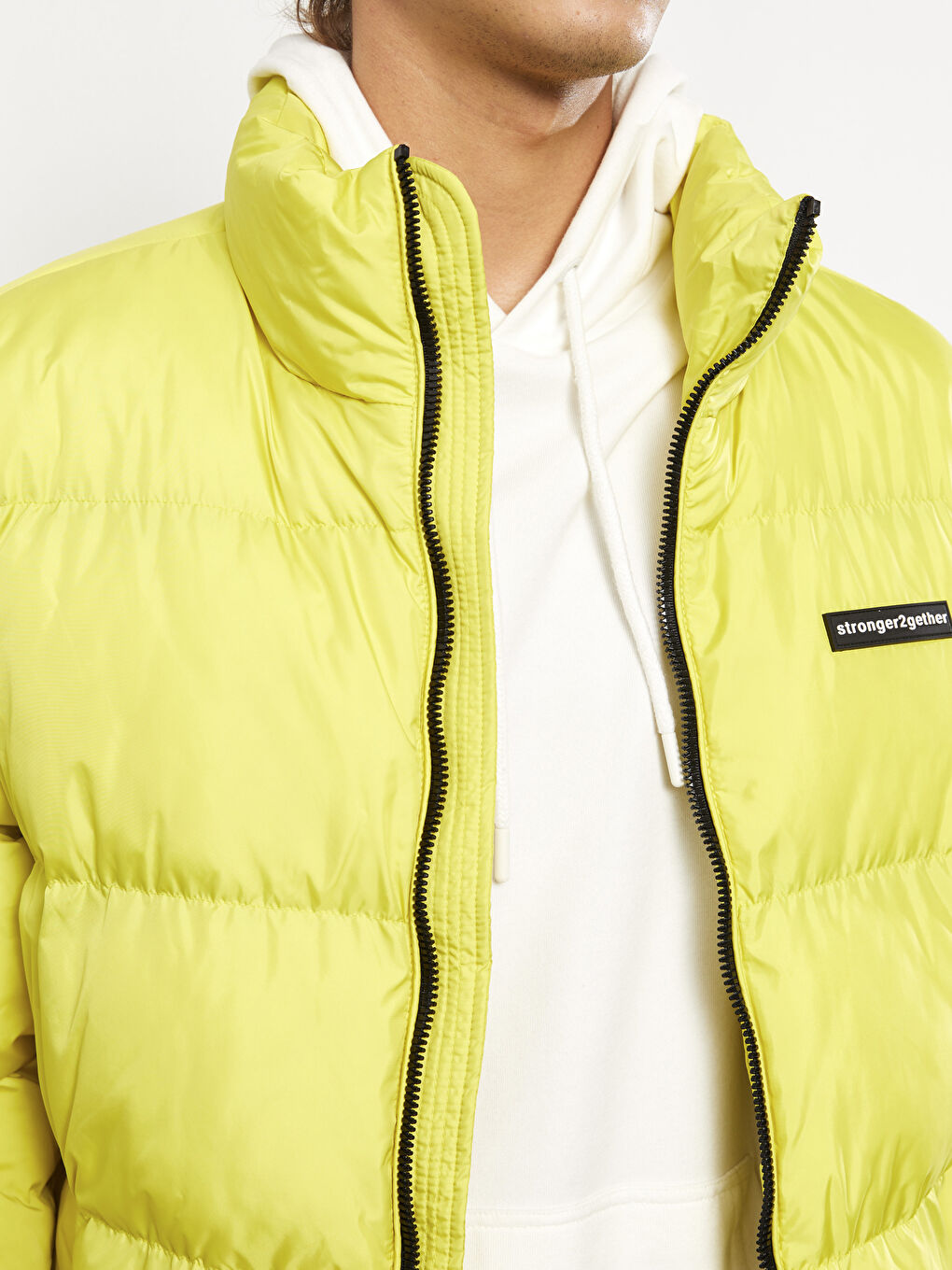 Yeşil Standart Kalıp Dik Yaka Erkek Şişme Mont-3