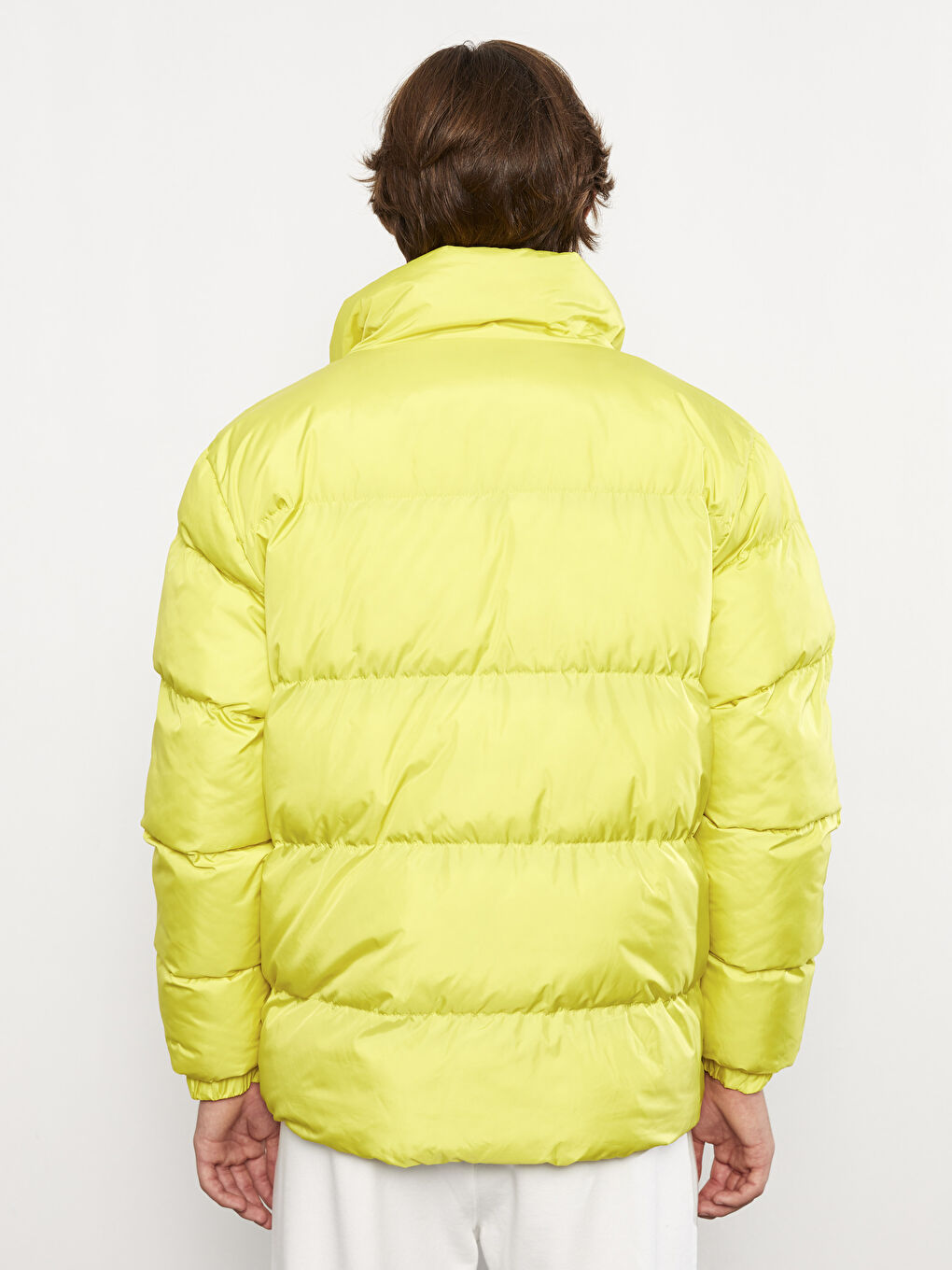 Yeşil Standart Kalıp Dik Yaka Erkek Şişme Mont-5