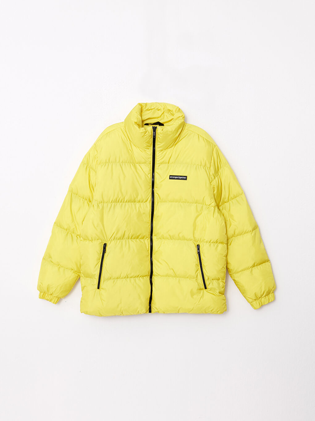 Yeşil Standart Kalıp Dik Yaka Erkek Şişme Mont-6