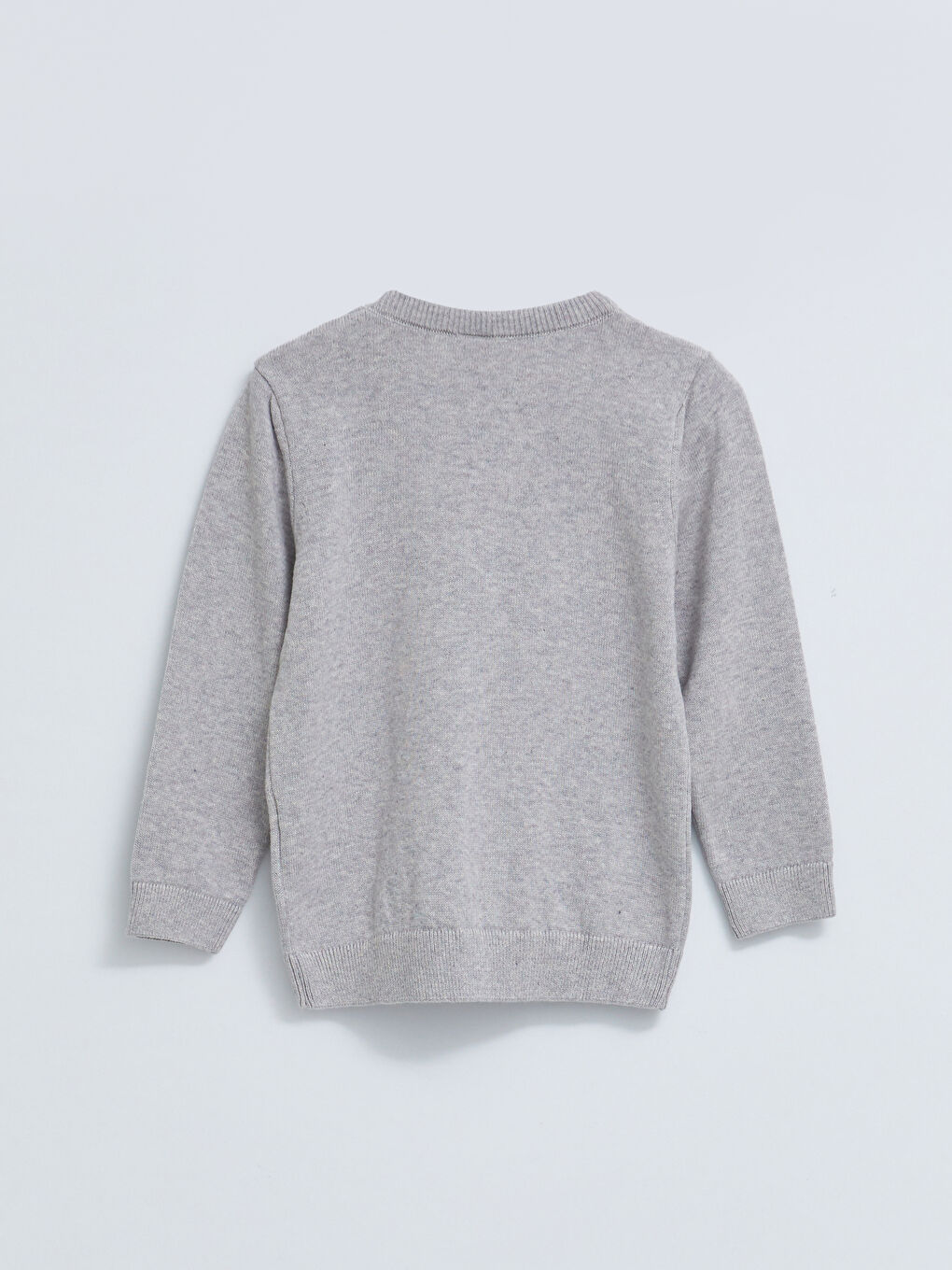 Gri Bisiklet Yaka Uzun Kollu Basic Erkek Bebek Triko Kazak-1