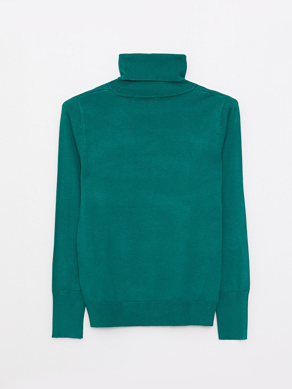 Әйелдерге арналған трикотаж биік жағалы өрнексіз ұзын жең жемпір-5