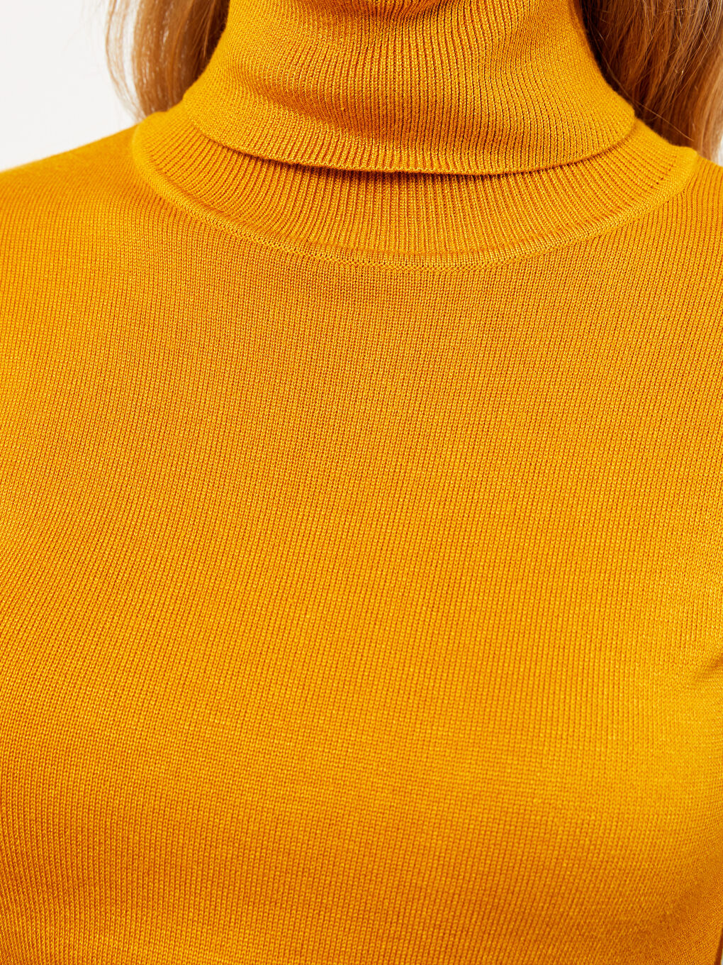 Әйелдерге арналған трикотаж биік жағалы өрнексіз ұзын жең жемпір-3