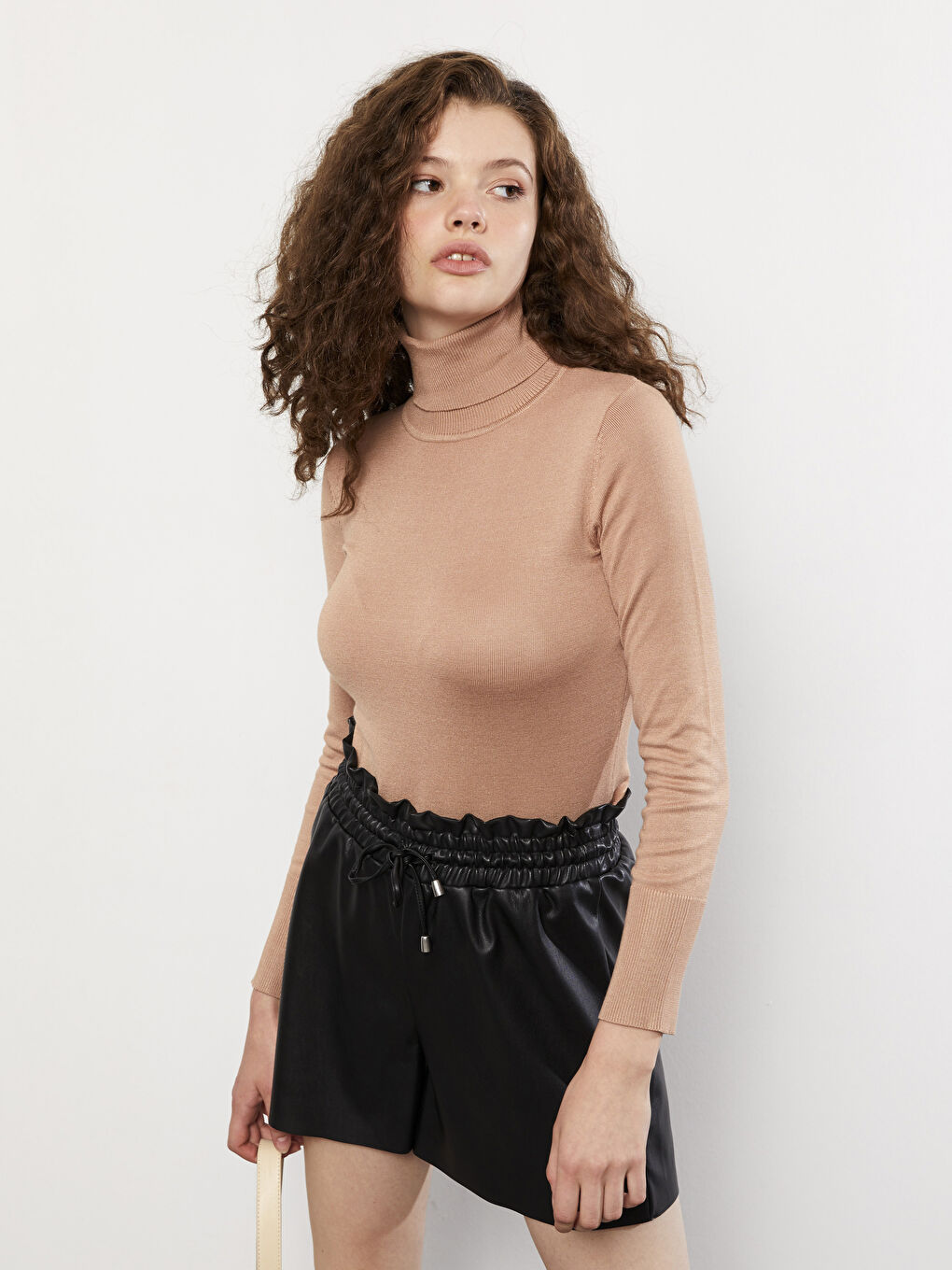 Turtleneck Plain Long Sleeve Women's Knitwear Sweater -W24566Z8-QZU