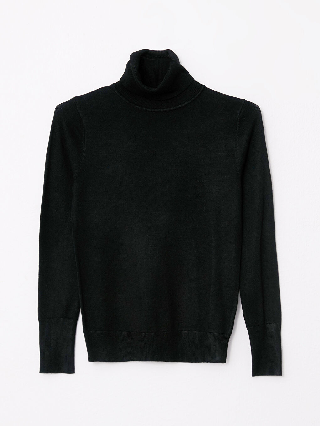 Әйелдерге арналған трикотаж биік жағалы өрнексіз ұзын жең жемпір-4