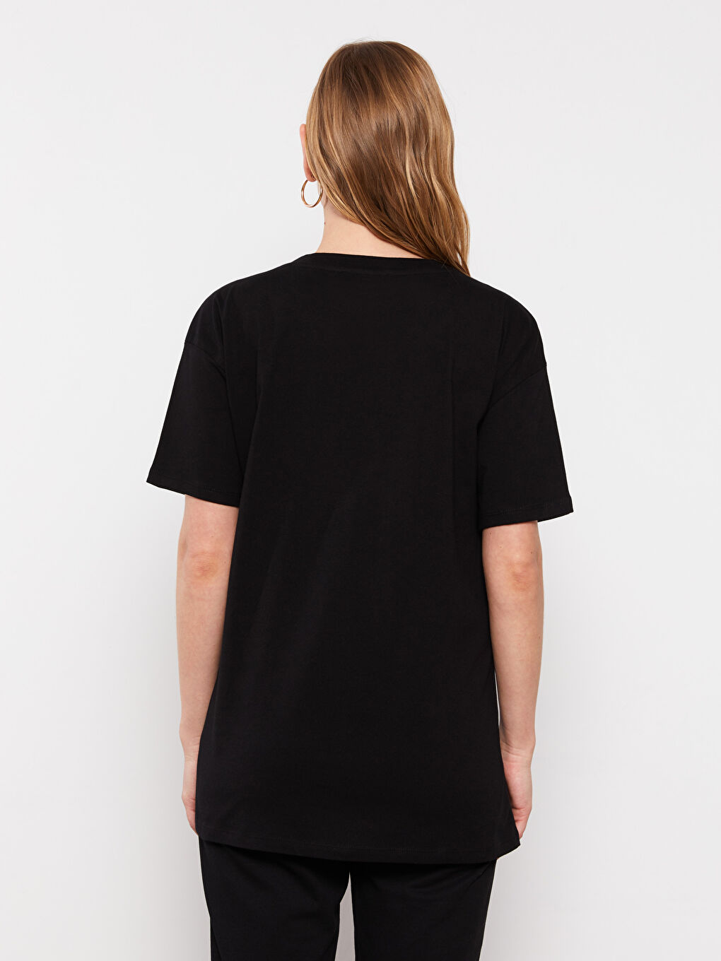 Crew Neck Printed Short Sleeve Cotton Maternity T-shirt-4