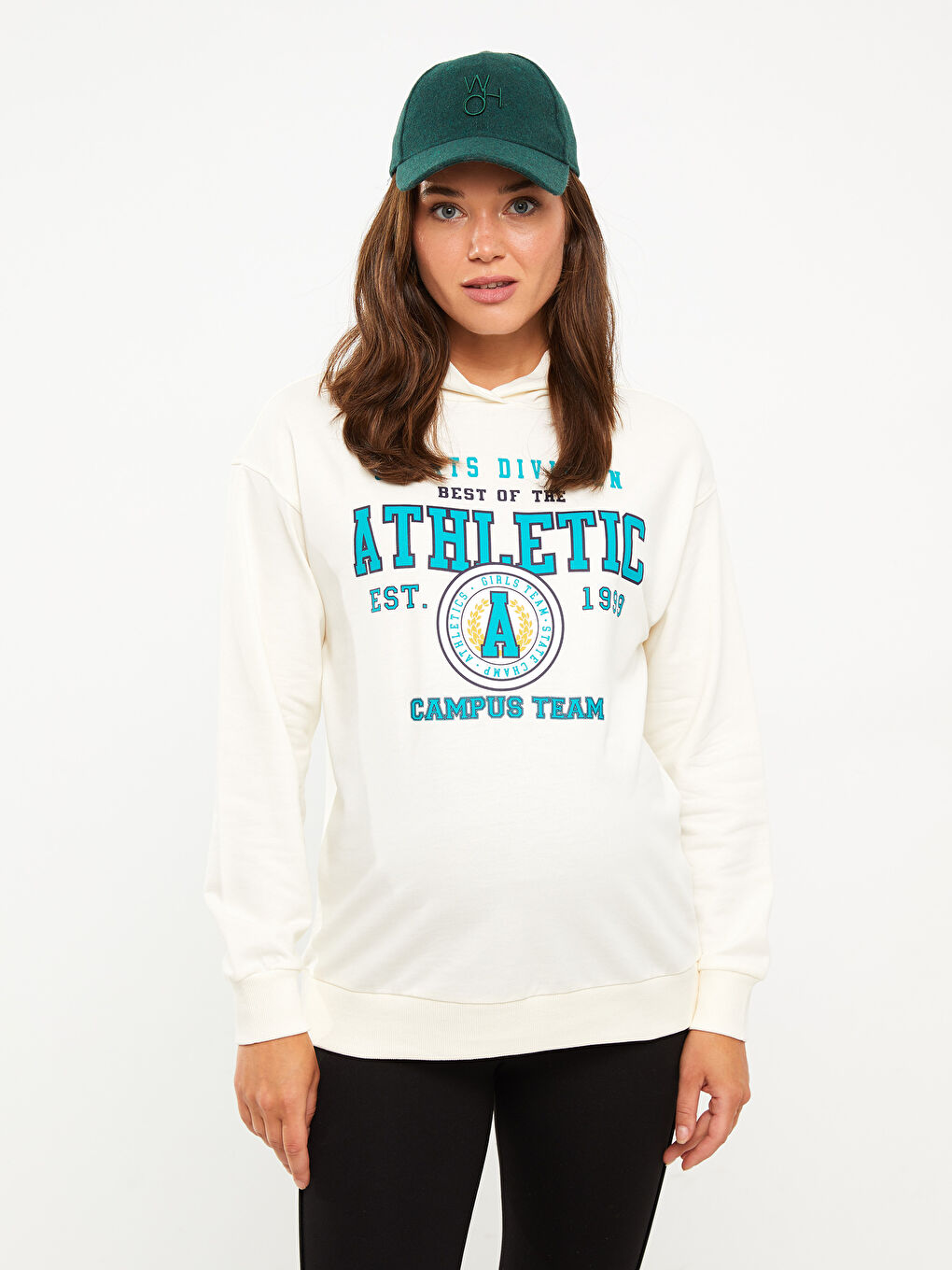 LCWAIKIKI Maternity Baskılı Uzun Kollu Oversize Hamile Hoodie -W24580Z8-SGG