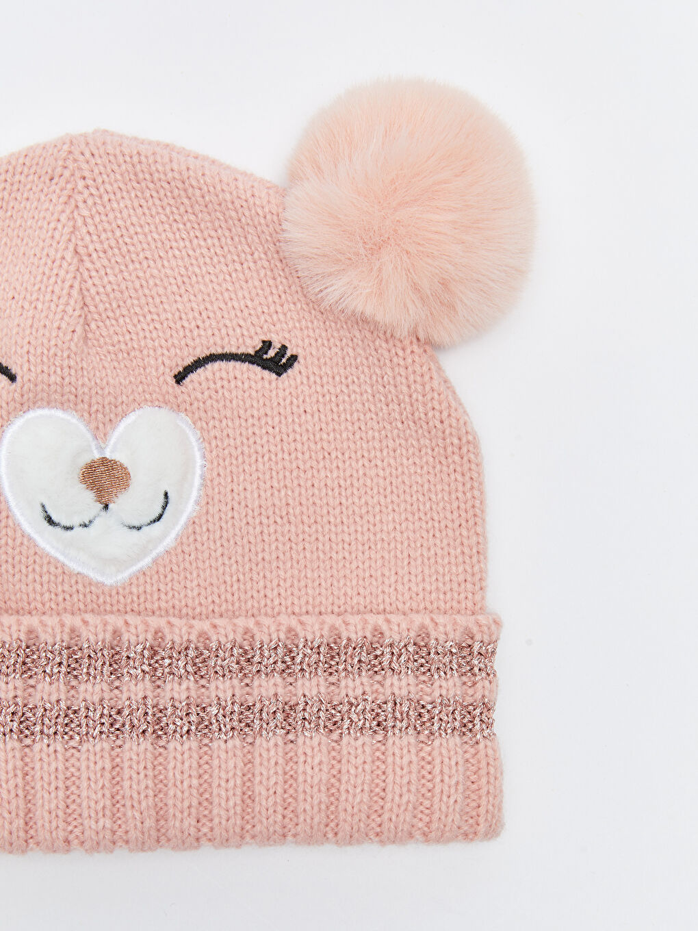 Doppel-Pompon Besticktes Mädchen-Barett-2