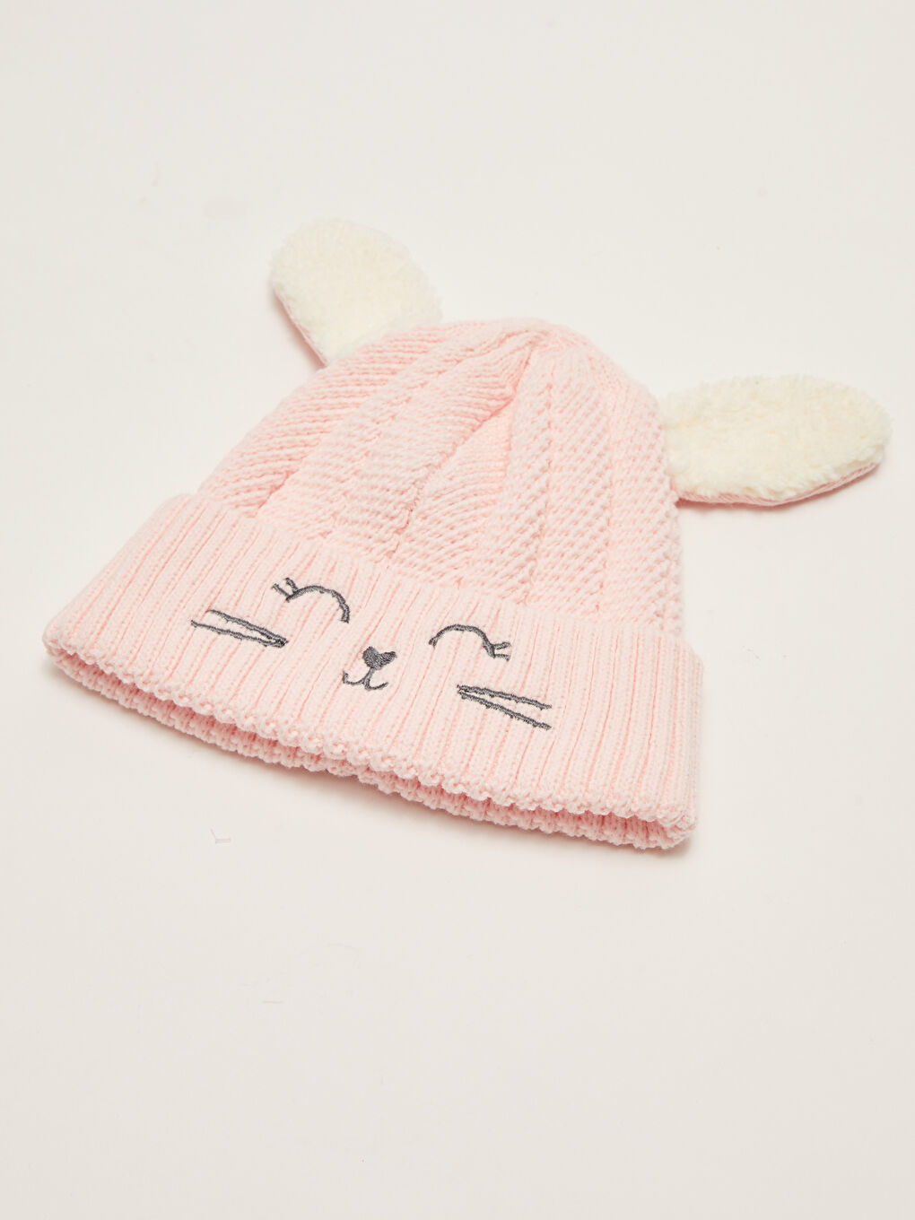 Pembe 3D Aplike Detaylı Nakışlı Kız Çocuk Bere-1