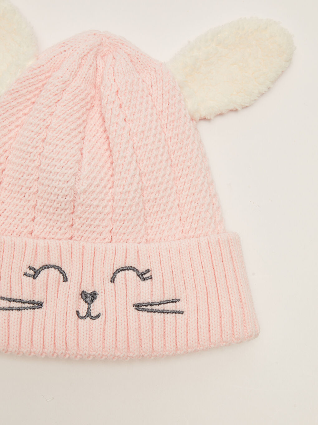 Pembe 3D Aplike Detaylı Nakışlı Kız Çocuk Bere-2