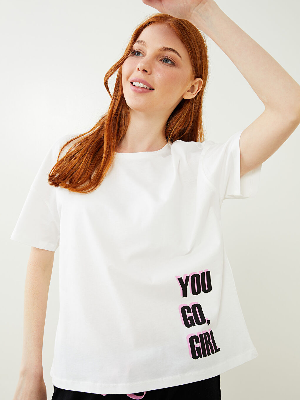 Set de pijama din bumbac cu mânecă scurtă imprimată și guler rotund pentru femei-2