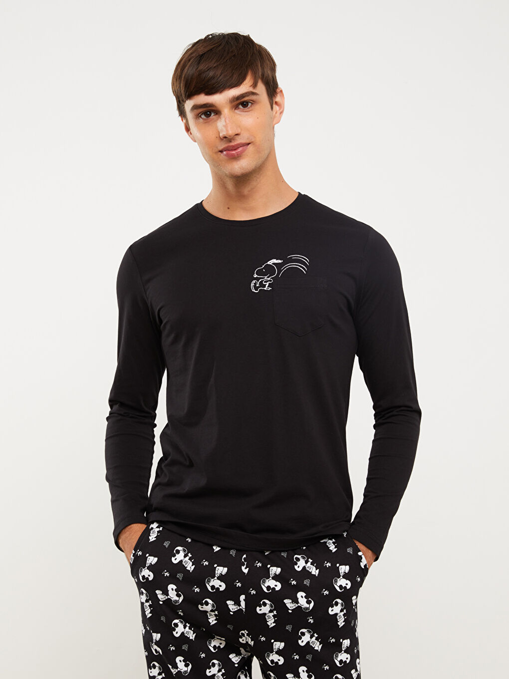 Regular Fit Snoopy Printed Men's Pyjama Set-1