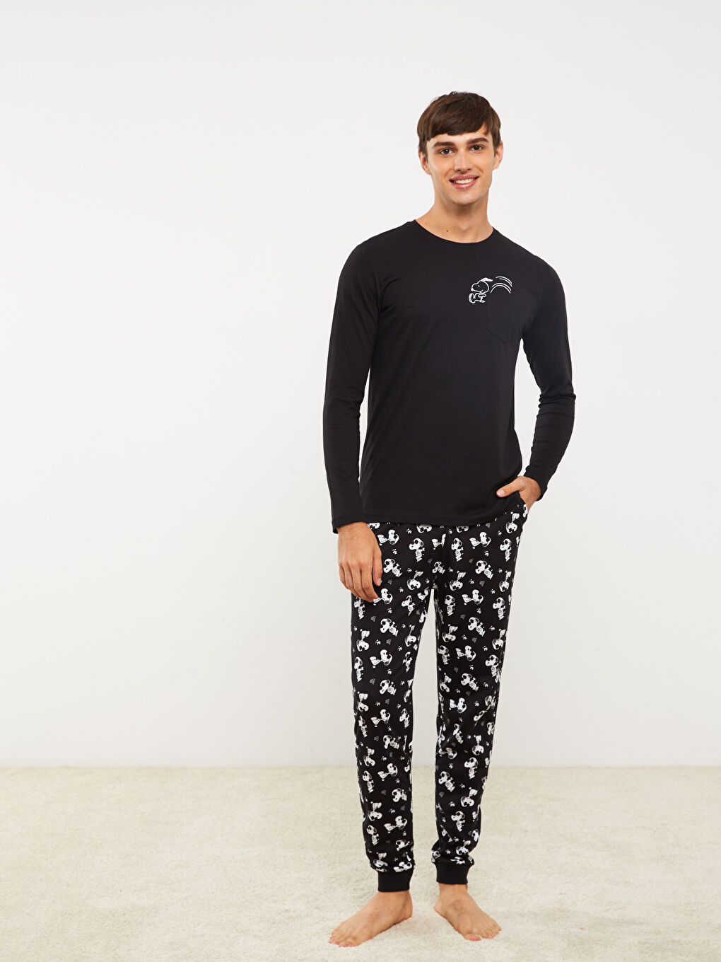 Regular Fit Snoopy Printed Men's Pyjama Set-2