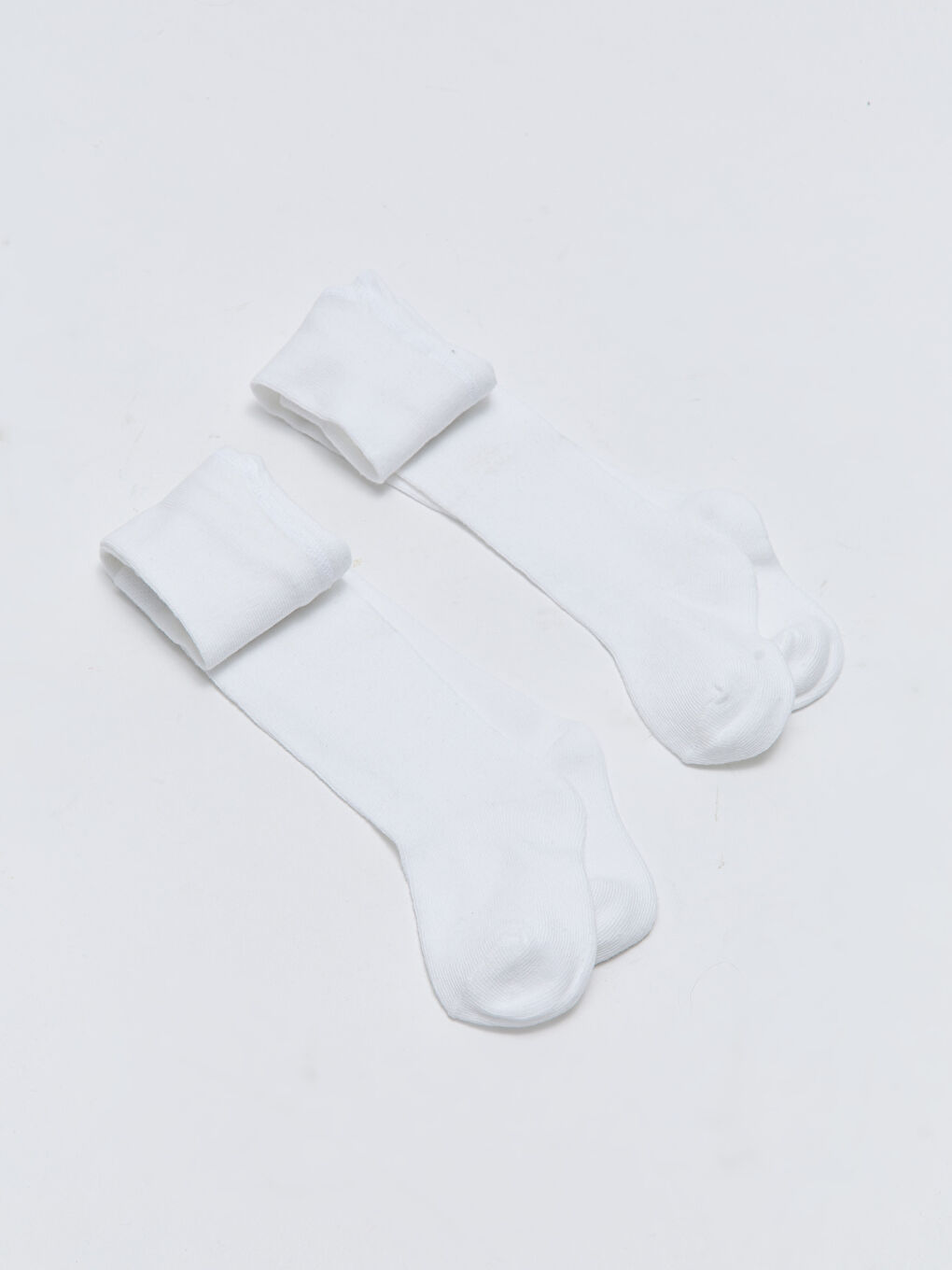 Beyaz Basic Kız Bebek Külotlu Çorap 2'li-1