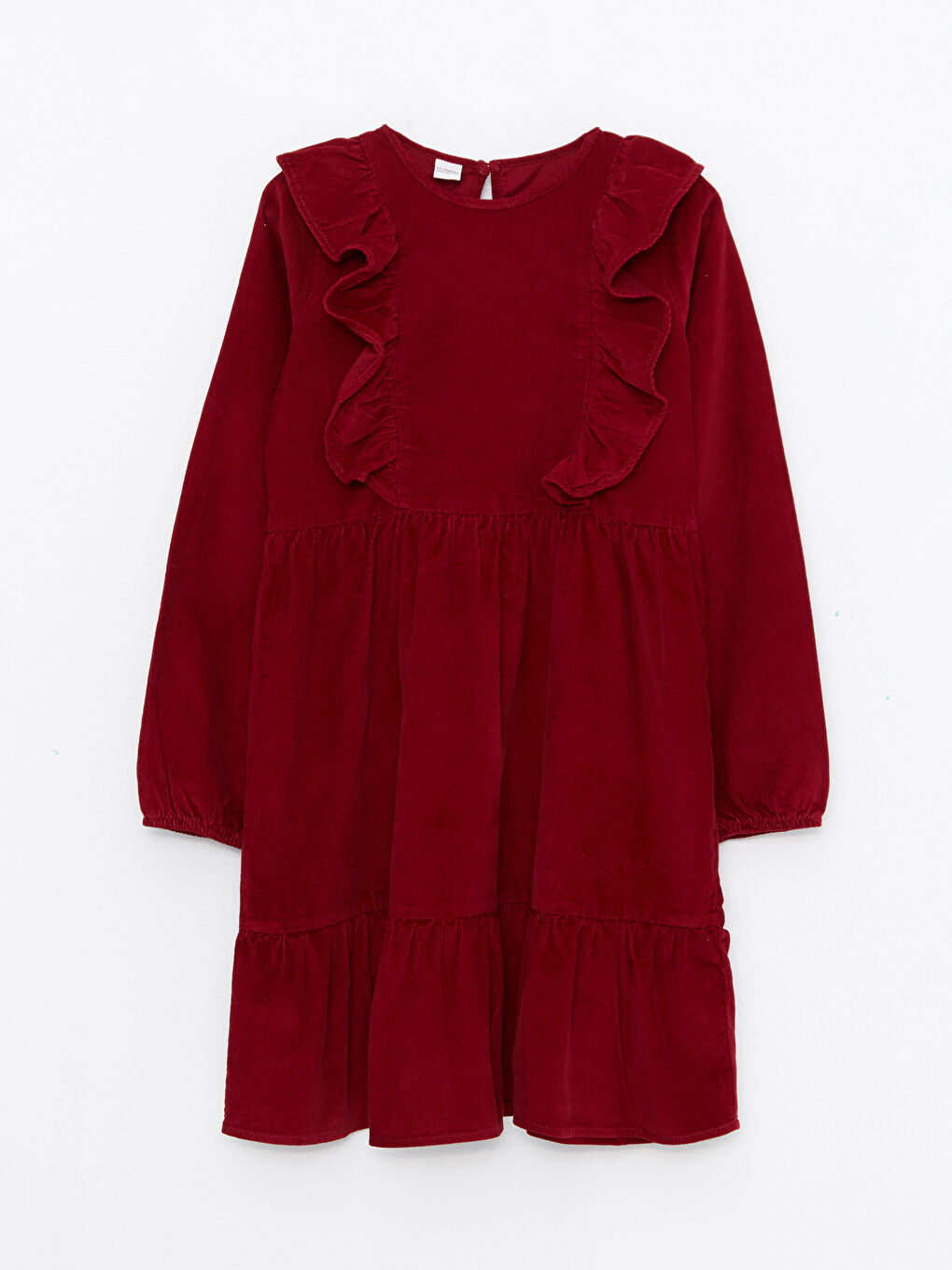 Crew Neck Basic Long Sleeve Velvet Girl Dress