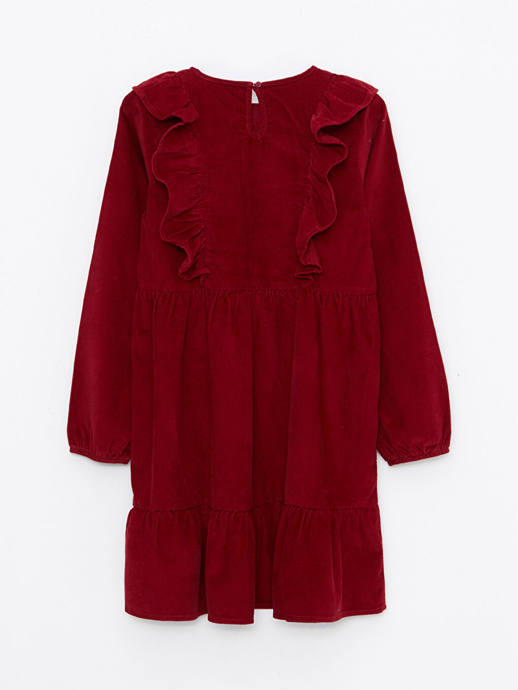 Crew Neck Basic Long Sleeve Velvet Girl Dress-1