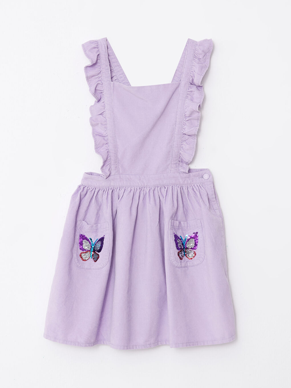 LCW Kids Square Neck Embroidered Velvet Girl Dress -W24604Z4-G0W