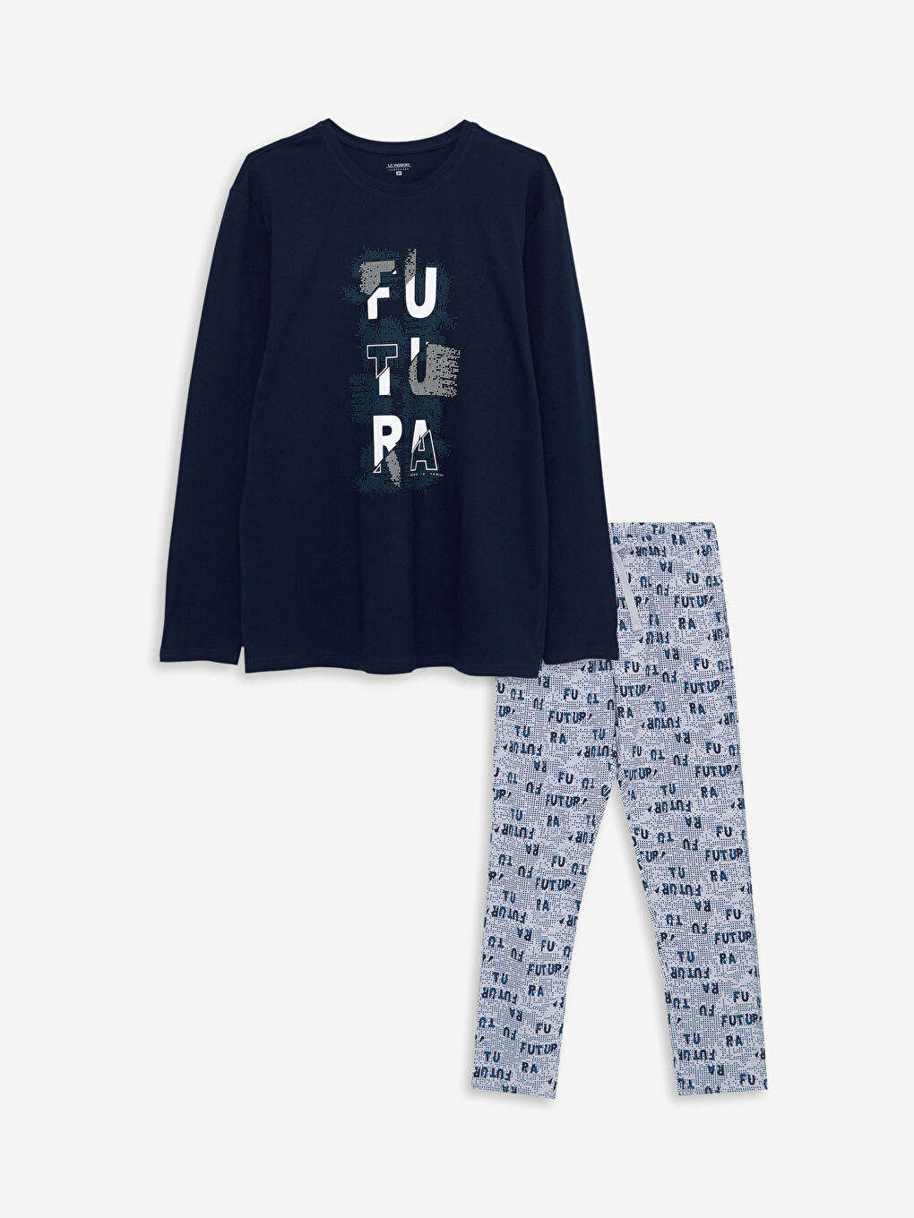 Gri Standart Kalıp Erkek Pijama Takımı-5