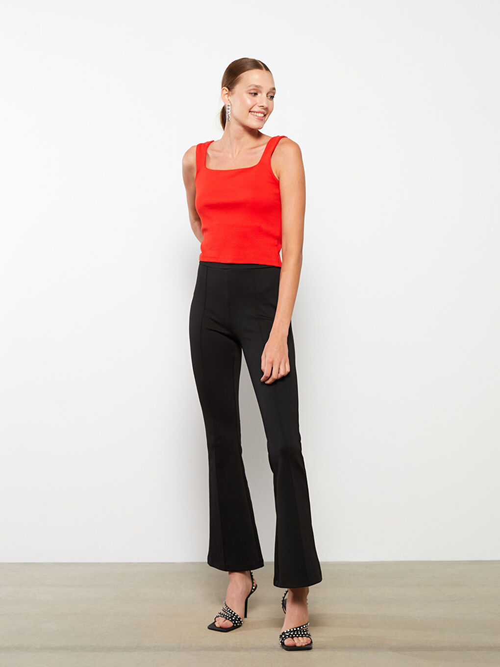 بنطلون وسط عادي ضيق واسع للسيدات-2